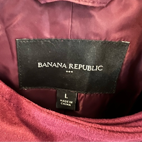 Banana Republic Suede Moto Jacket, Cranberry, Size L - Picture 4 of 5